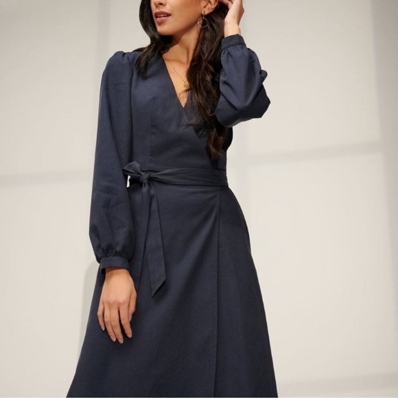 NWT Reece Long Sleeve Midi Wrap Dress, Small - Picture 2 of 5
